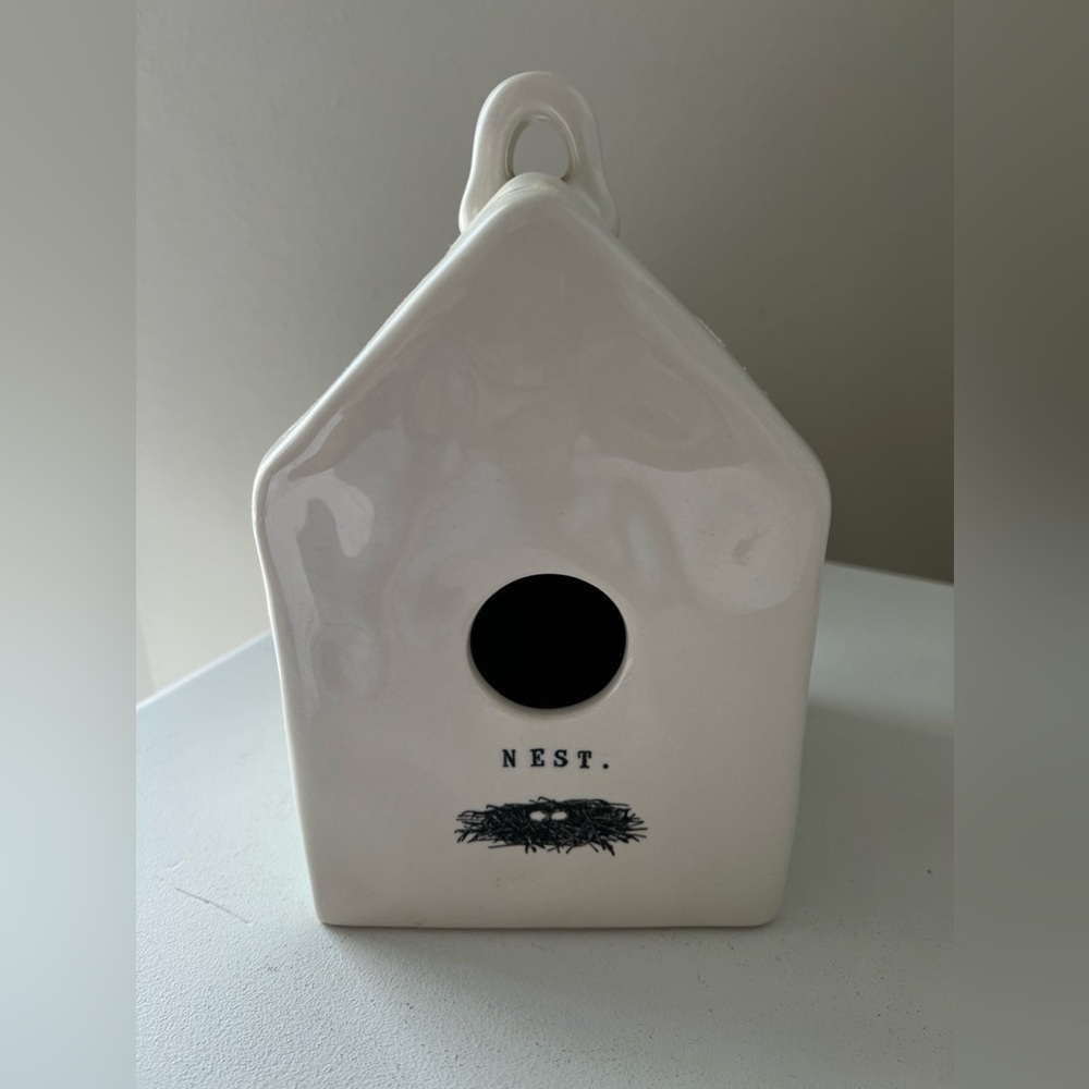 Rae Dunn Nest Square Birdhouse Four Sided Ceramic Artisan Collection By Magenta